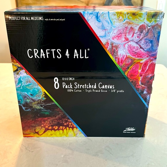 Crafts 4 All 8 Pack Stretched Canvas 12 x 12 100% Cotton - Picture 1 of 3